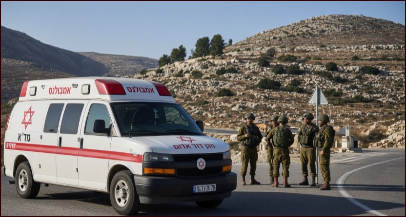 זירת פיגוע הירי בצומת יהודה כוחות הצלה וביטחון